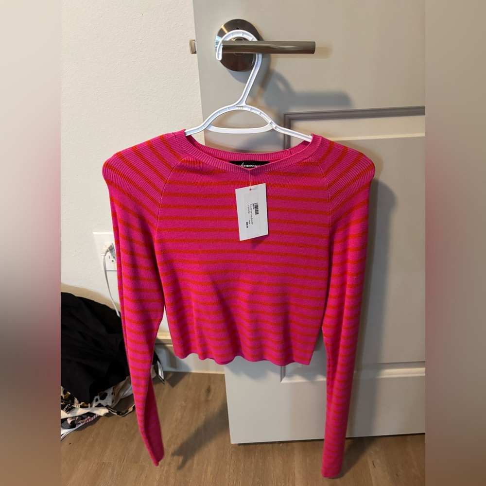 Striped long sleeve crop top
